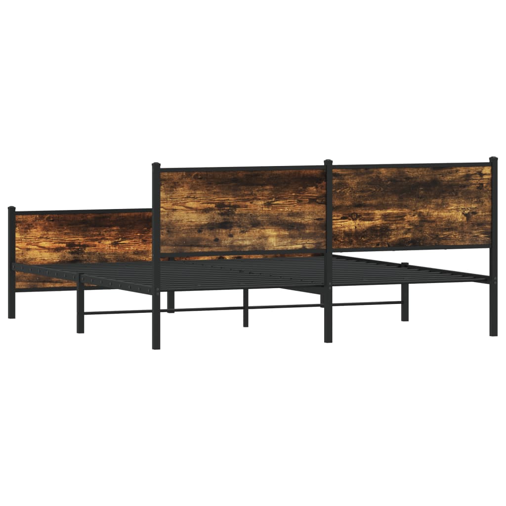 Cadre de lit en métal sans matelas chêne fumé 193x203 cm - XIOS