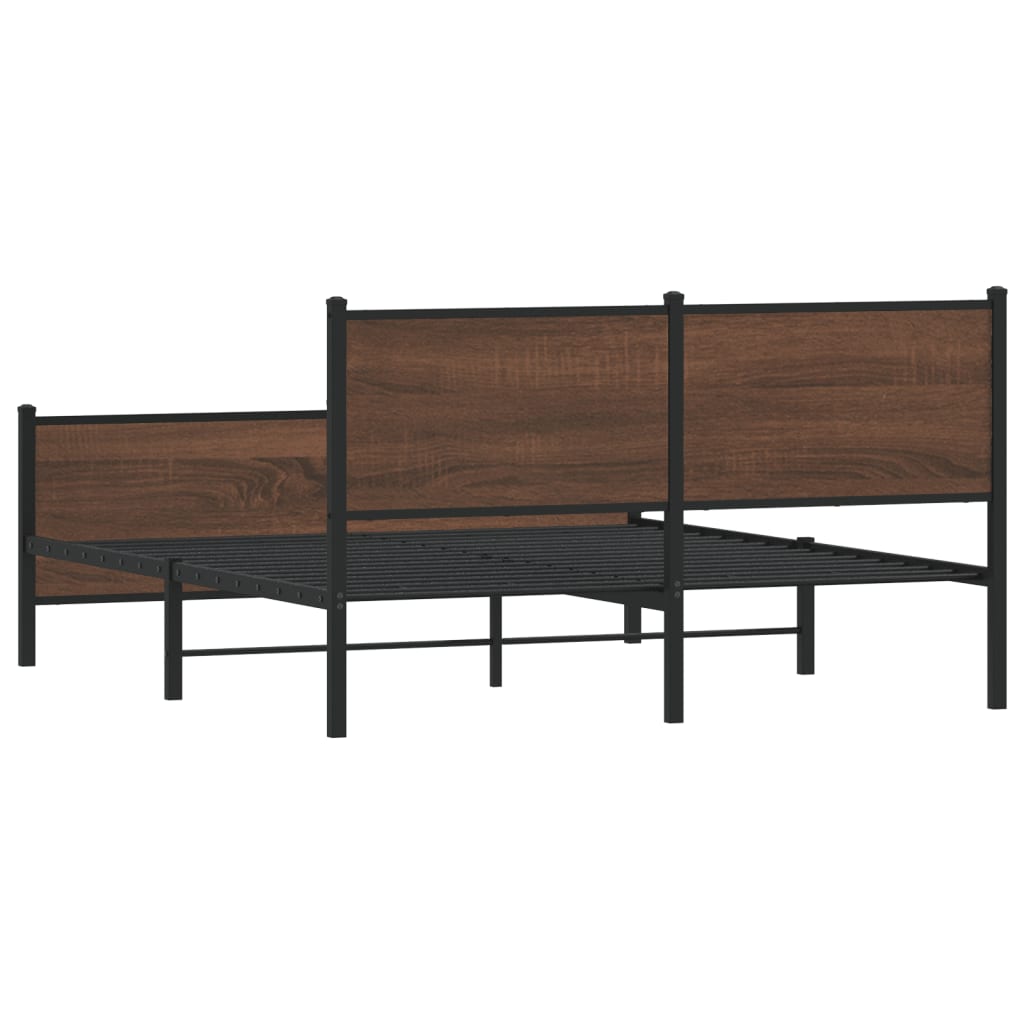 Cadre de lit en métal sans matelas chêne marron 160x200 cm - XIOS