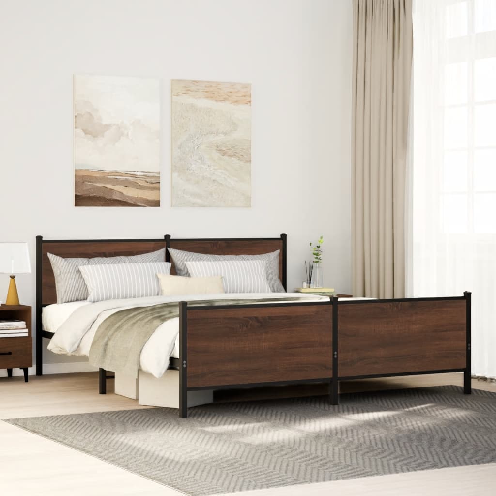 Cadre de lit en métal sans matelas chêne marron 180x200 cm - XIOS