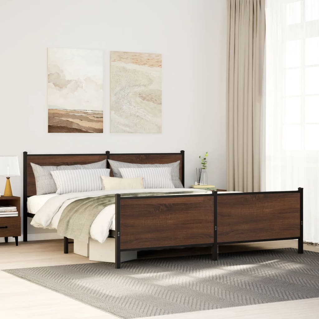 Cadre de lit en métal sans matelas chêne marron 200x200 cm - XIOS