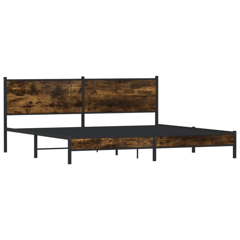 Cadre de lit en métal sans matelas chêne fumé 193x203 cm - XIOS