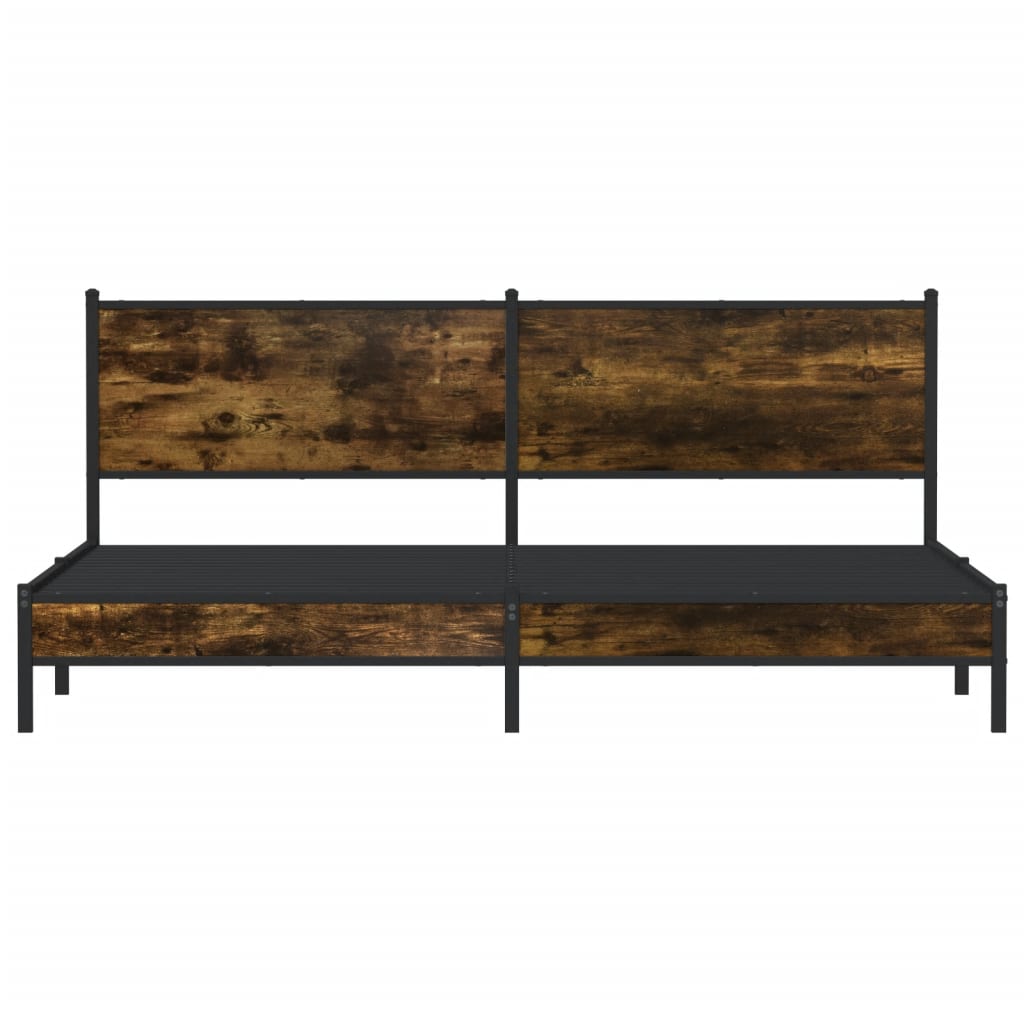 Cadre de lit en métal sans matelas chêne fumé 193x203 cm - XIOS