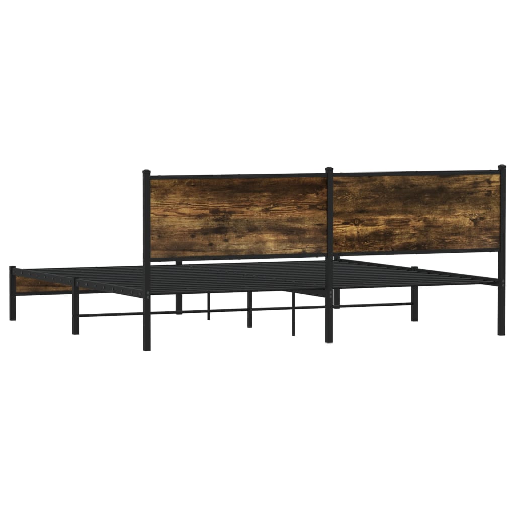Cadre de lit en métal sans matelas chêne fumé 193x203 cm - XIOS