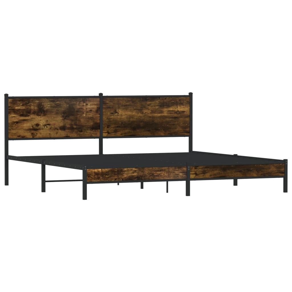 Cadre de lit en métal sans matelas chêne fumé 200x200 cm - XIOS