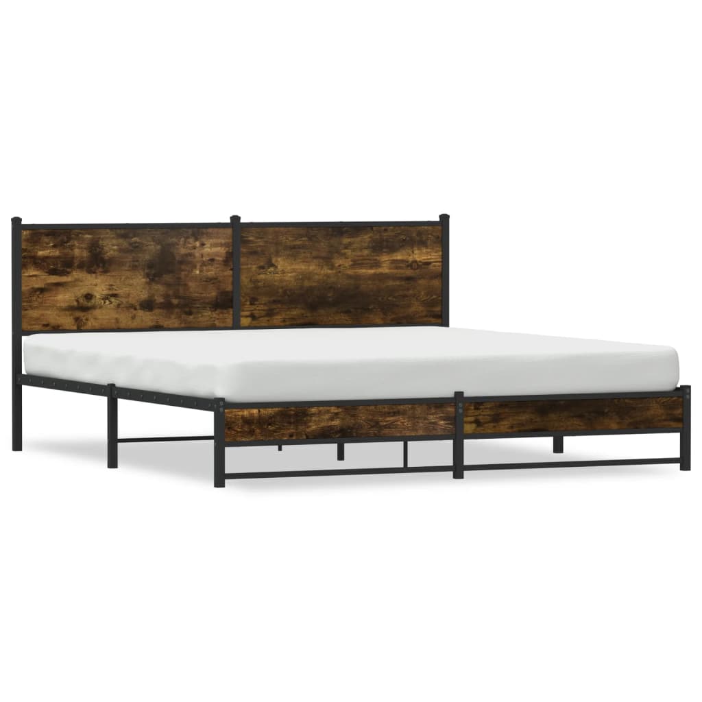 Cadre de lit en métal sans matelas chêne fumé 183x213 cm - XIOS