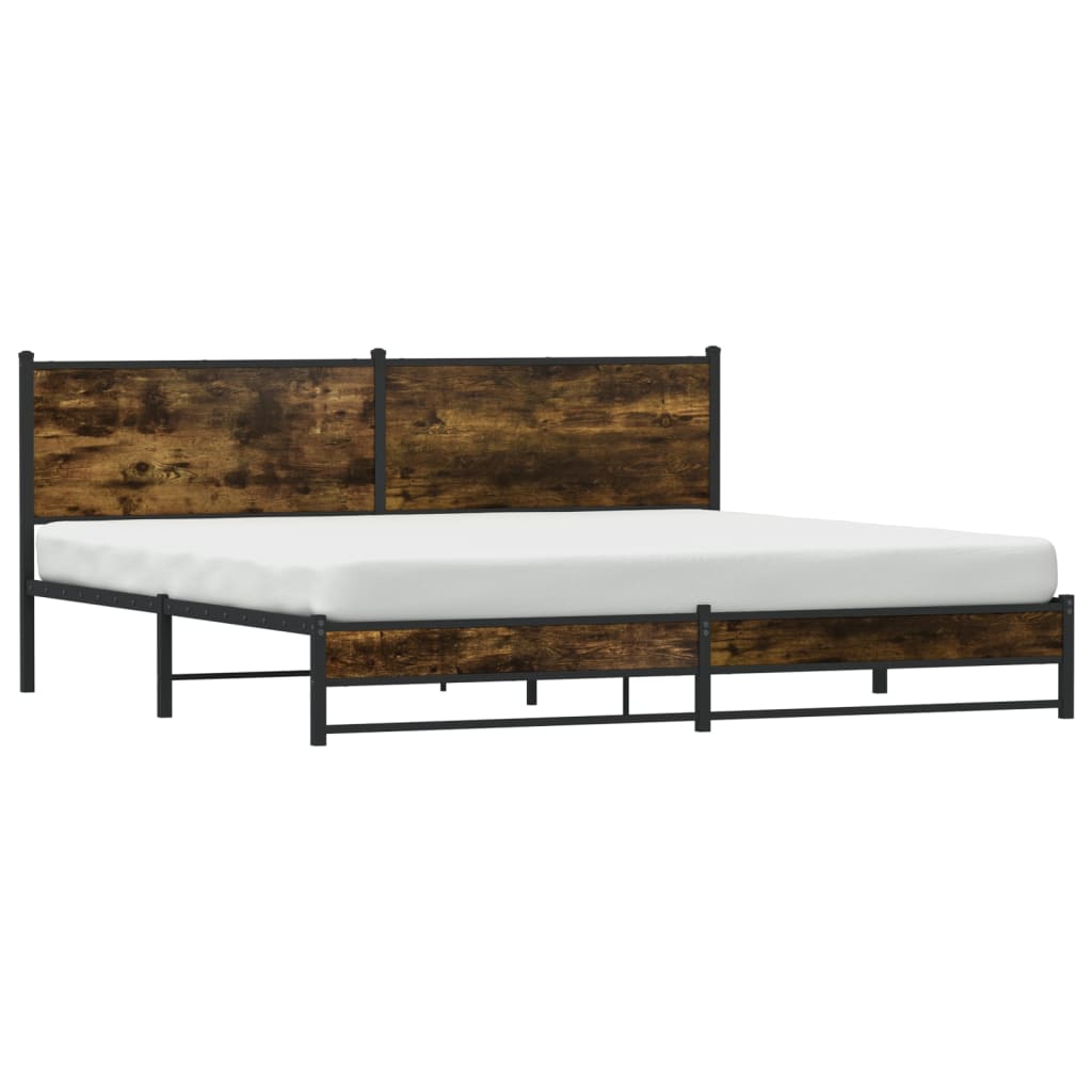 Cadre de lit en métal sans matelas chêne fumé 200x200 cm - XIOS