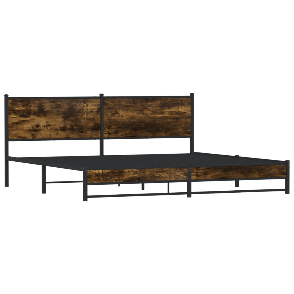 Cadre de lit en métal sans matelas chêne fumé 200x200 cm - XIOS
