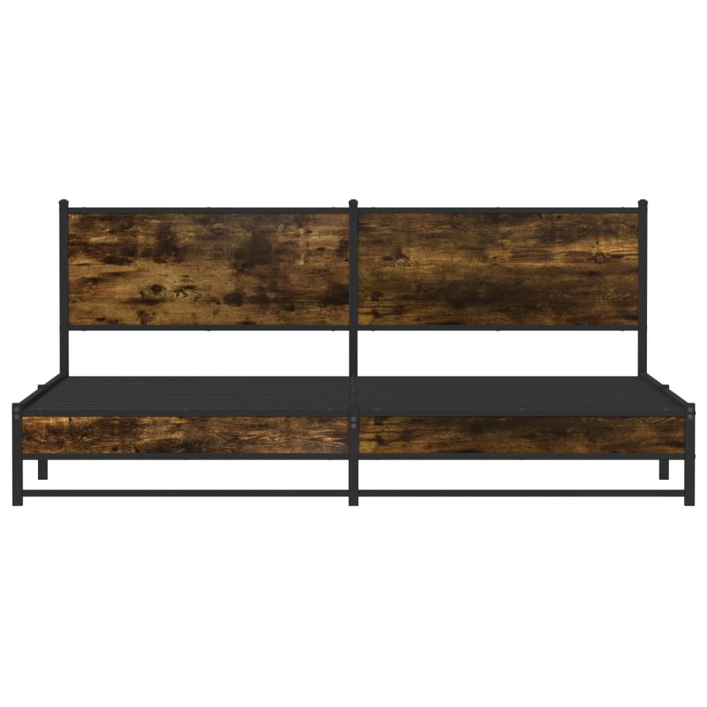 Cadre de lit en métal sans matelas chêne fumé 200x200 cm - XIOS