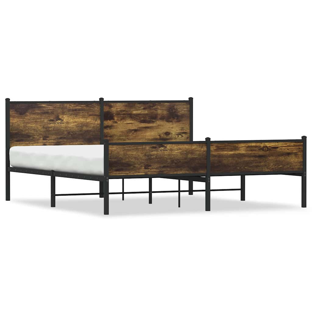 Cadre de lit en métal sans matelas chêne fumé 160x200 cm - XIOS