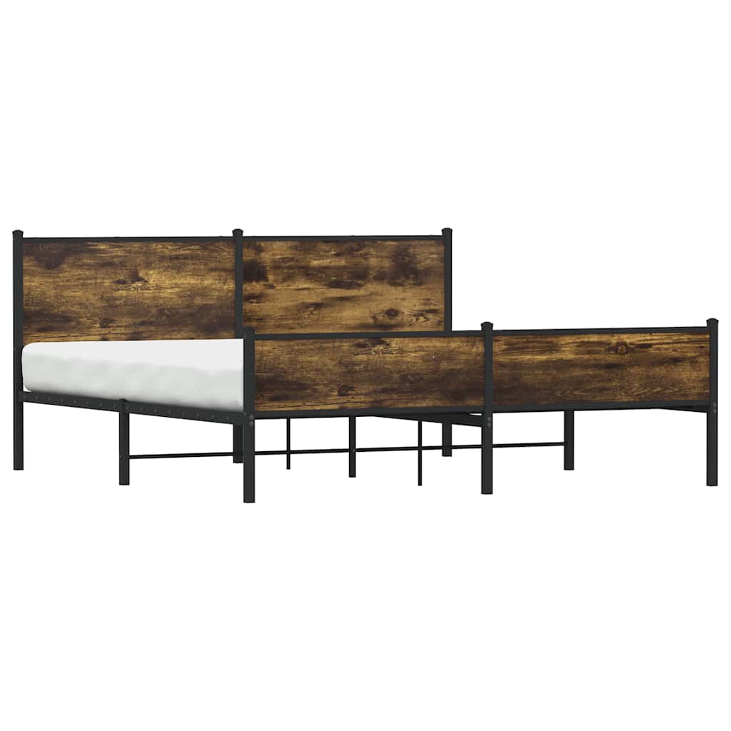 Cadre de lit en métal sans matelas chêne fumé 160x200 cm - XIOS