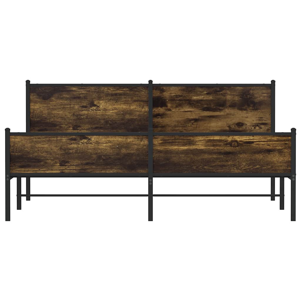 Cadre de lit en métal sans matelas chêne fumé 160x200 cm - XIOS