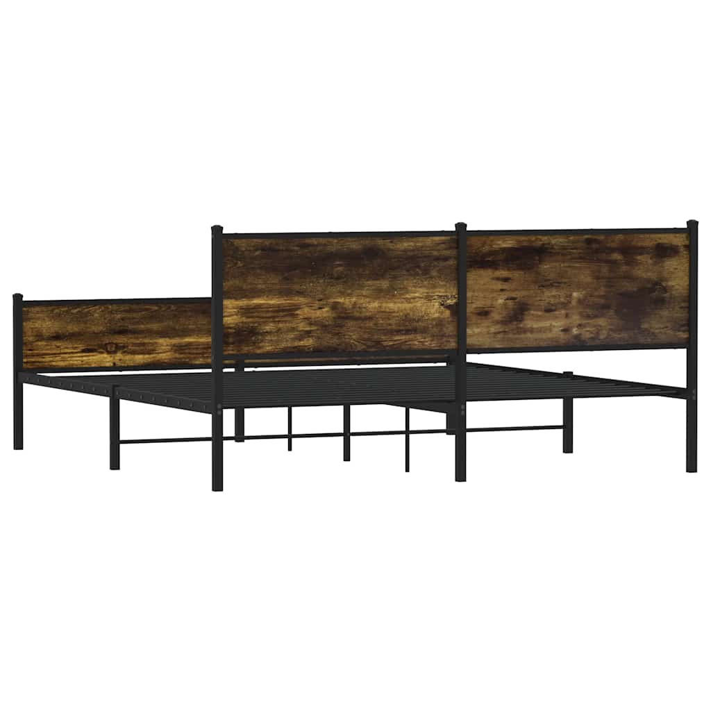 Cadre de lit en métal sans matelas chêne fumé 160x200 cm - XIOS