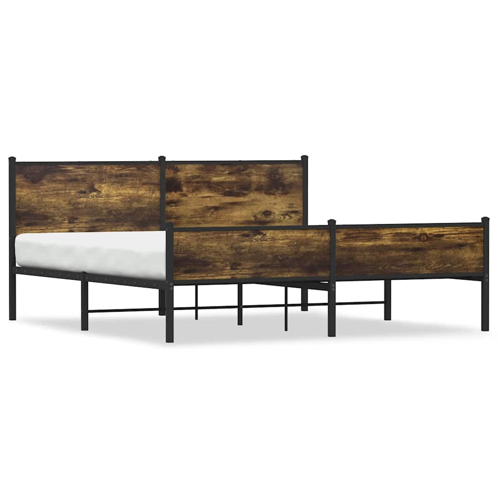 Cadre de lit en métal sans matelas chêne fumé 183x213 cm - XIOS