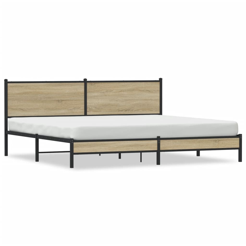 Cadre de lit en métal sans matelas chêne sonoma 193x203 cm - XIOS