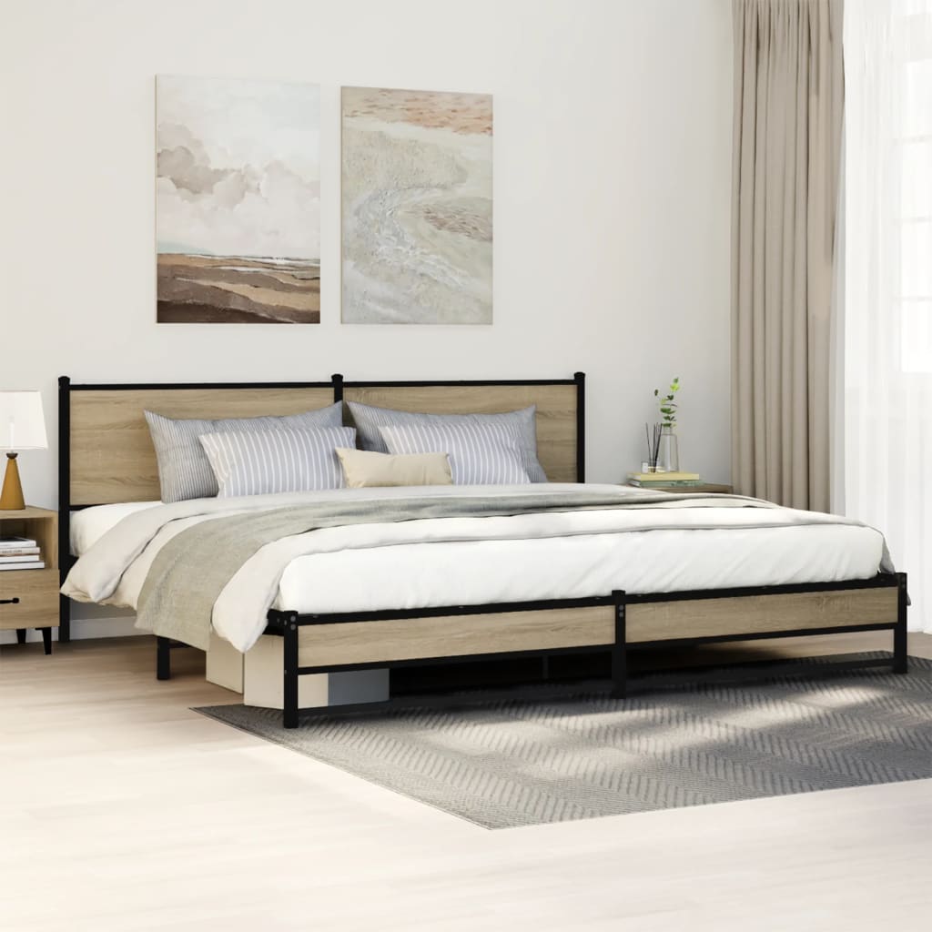 Cadre de lit en métal sans matelas chêne sonoma 200x200 cm - XIOS