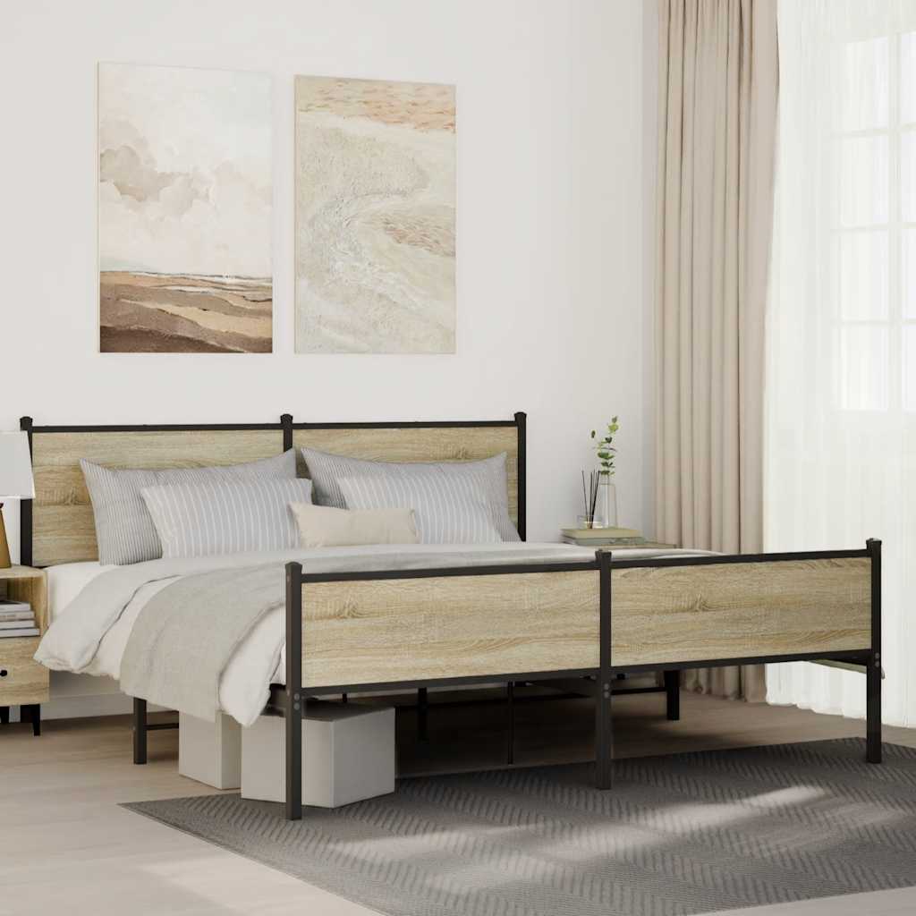 Cadre de lit en métal sans matelas chêne sonoma 180x200 cm - XIOS