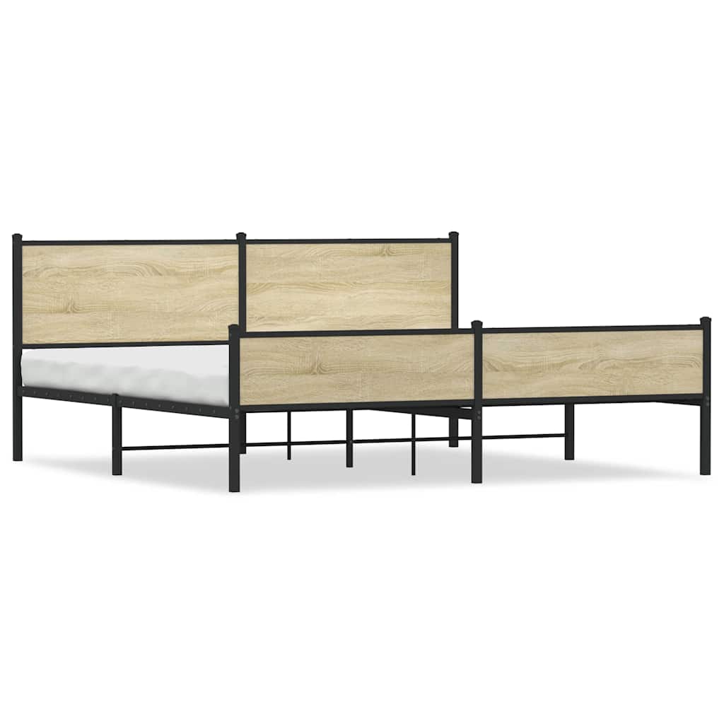 Cadre de lit en métal sans matelas chêne sonoma 193x203 cm - XIOS