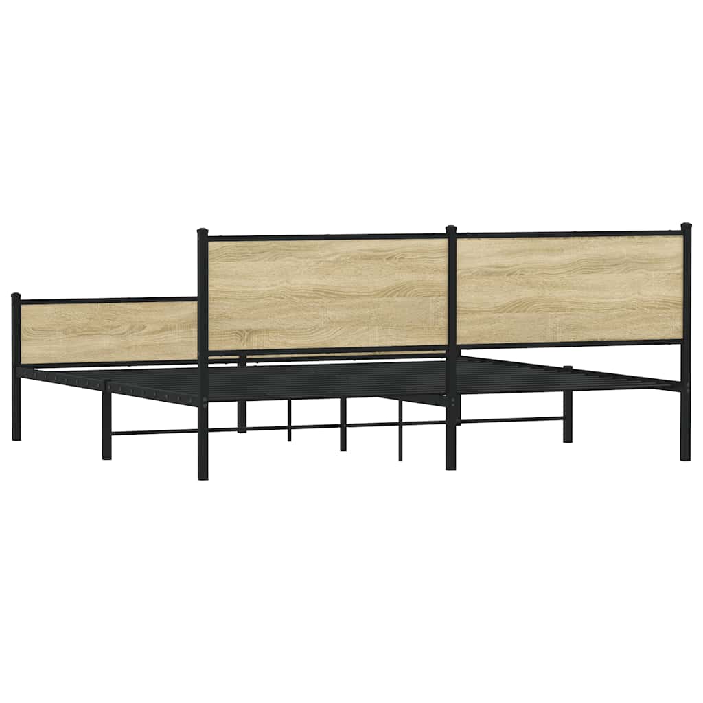 Cadre de lit en métal sans matelas chêne sonoma 193x203 cm - XIOS
