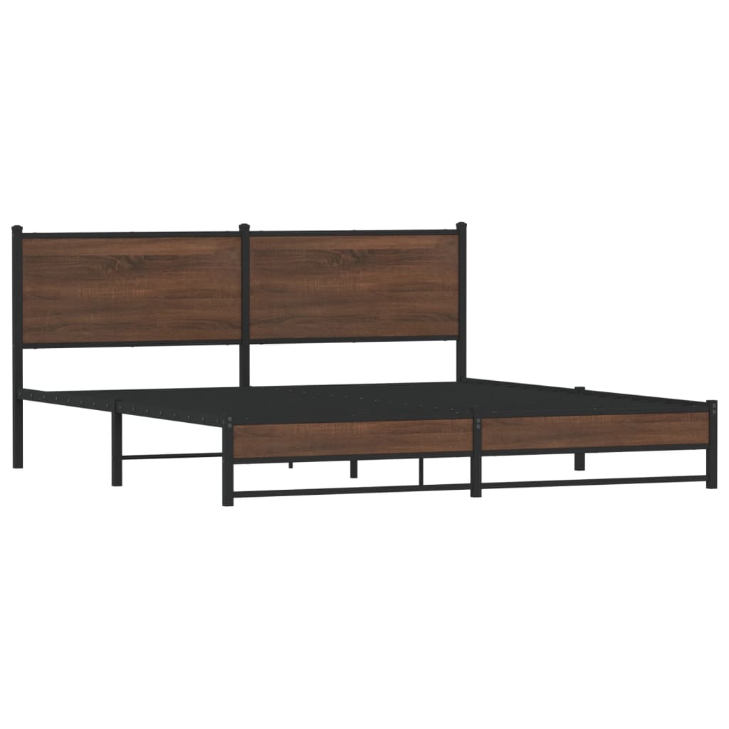 Cadre de lit en métal sans matelas chêne marron 180x200 cm - XIOS