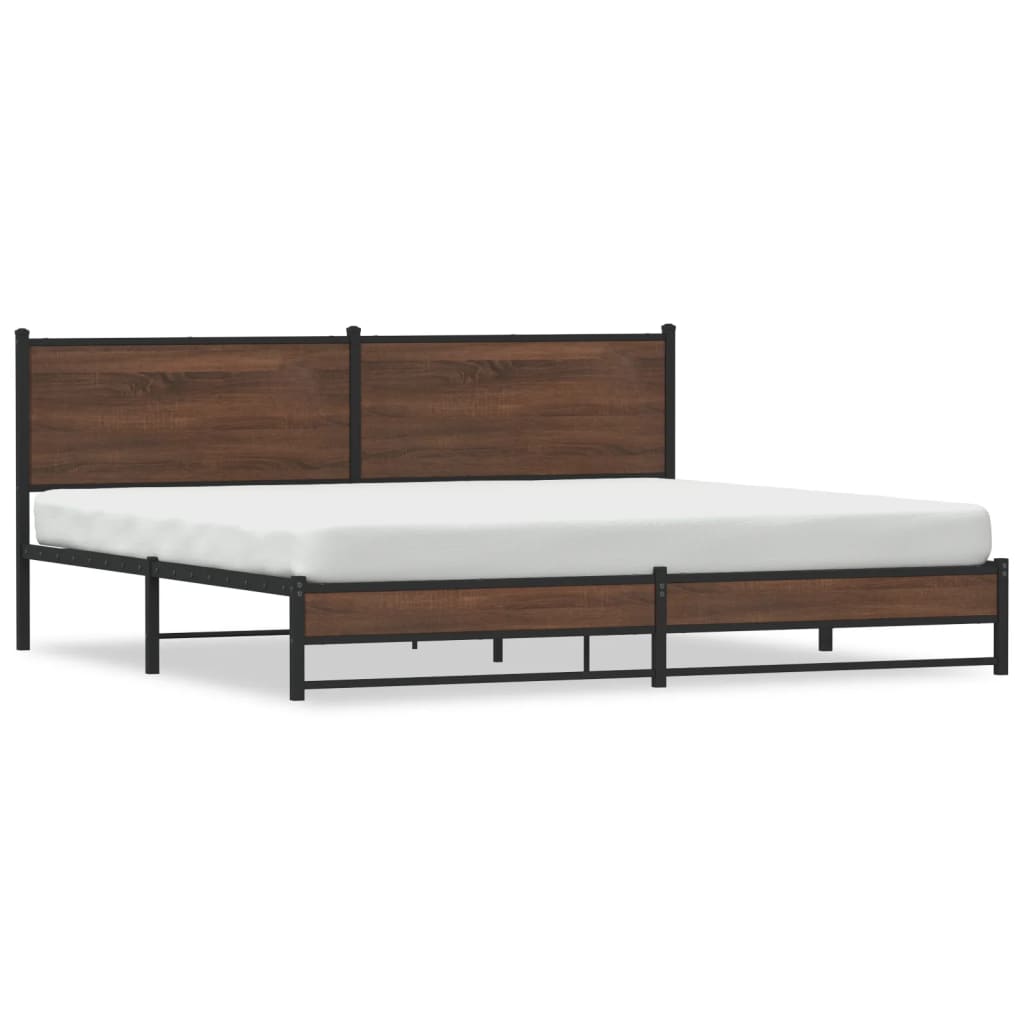 Cadre de lit en métal sans matelas chêne marron 193x203 cm - XIOS