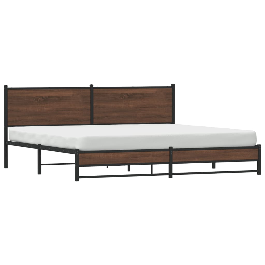 Cadre de lit en métal sans matelas chêne marron 200x200 cm - XIOS