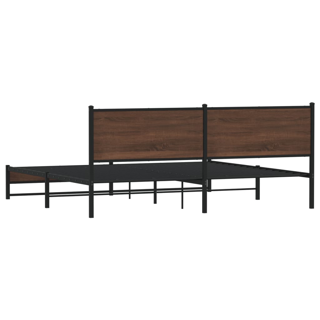 Cadre de lit en métal sans matelas chêne marron 200x200 cm - XIOS