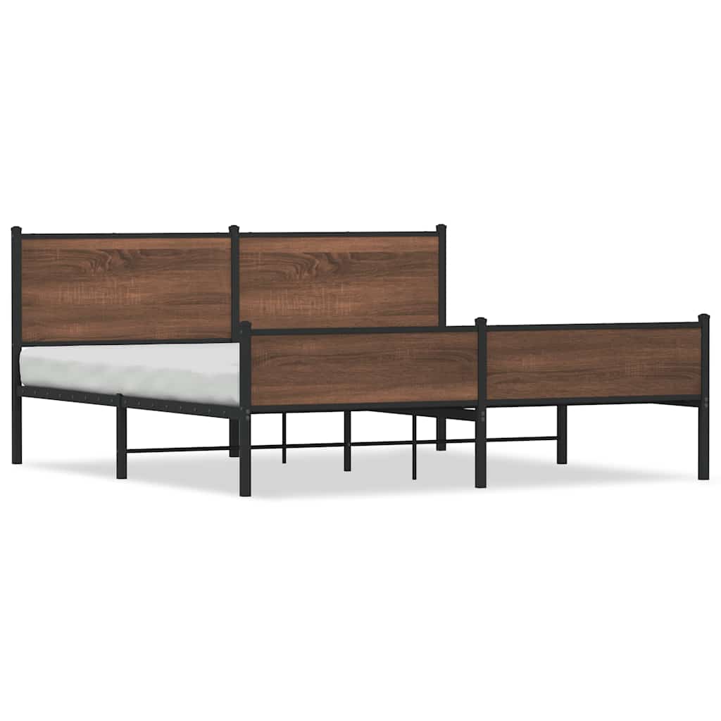 Cadre de lit en métal sans matelas chêne marron 160x200 cm - XIOS