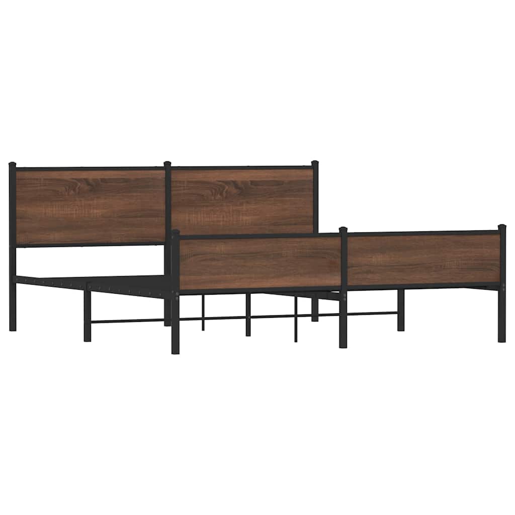 Cadre de lit en métal sans matelas chêne marron 160x200 cm - XIOS