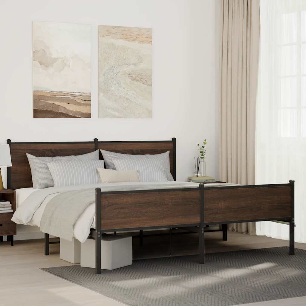 Cadre de lit en métal sans matelas chêne marron 160x200 cm - XIOS