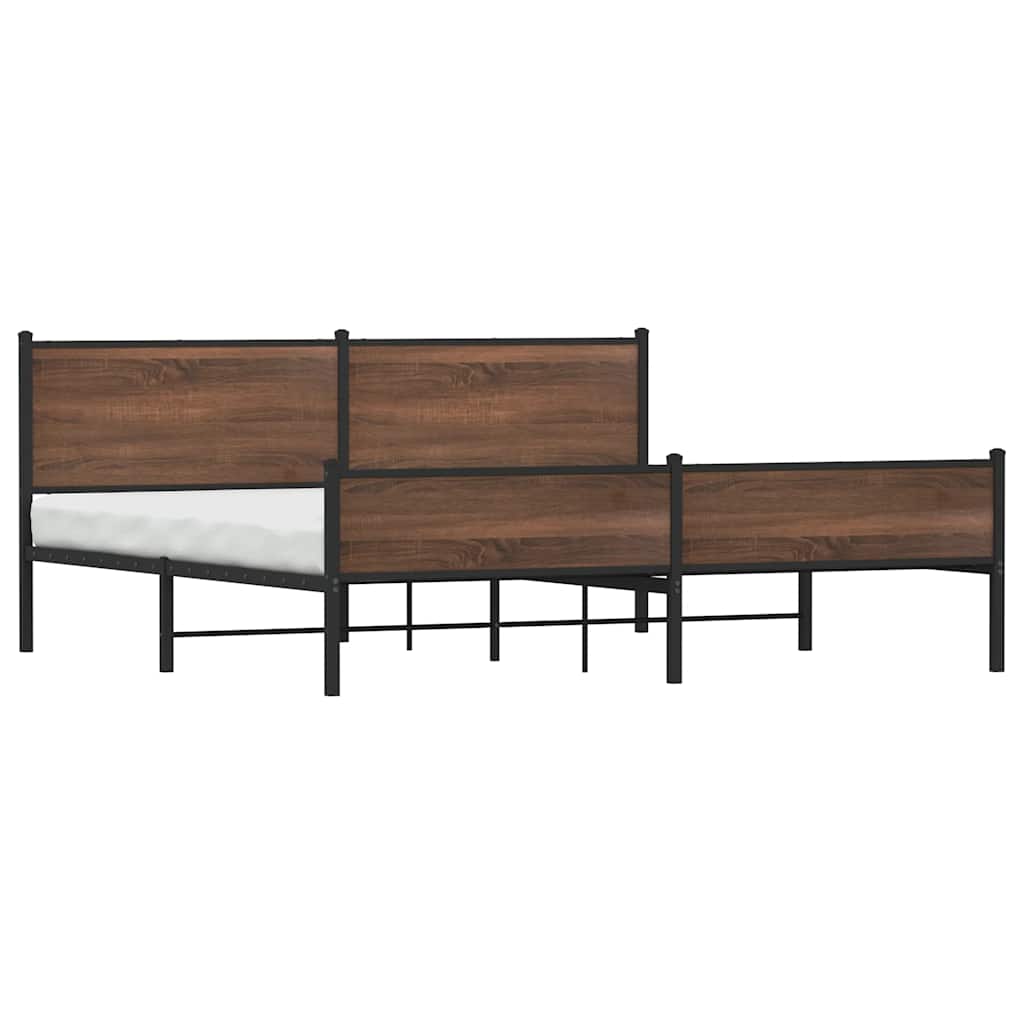 Cadre de lit en métal sans matelas chêne marron 193x203 cm - XIOS