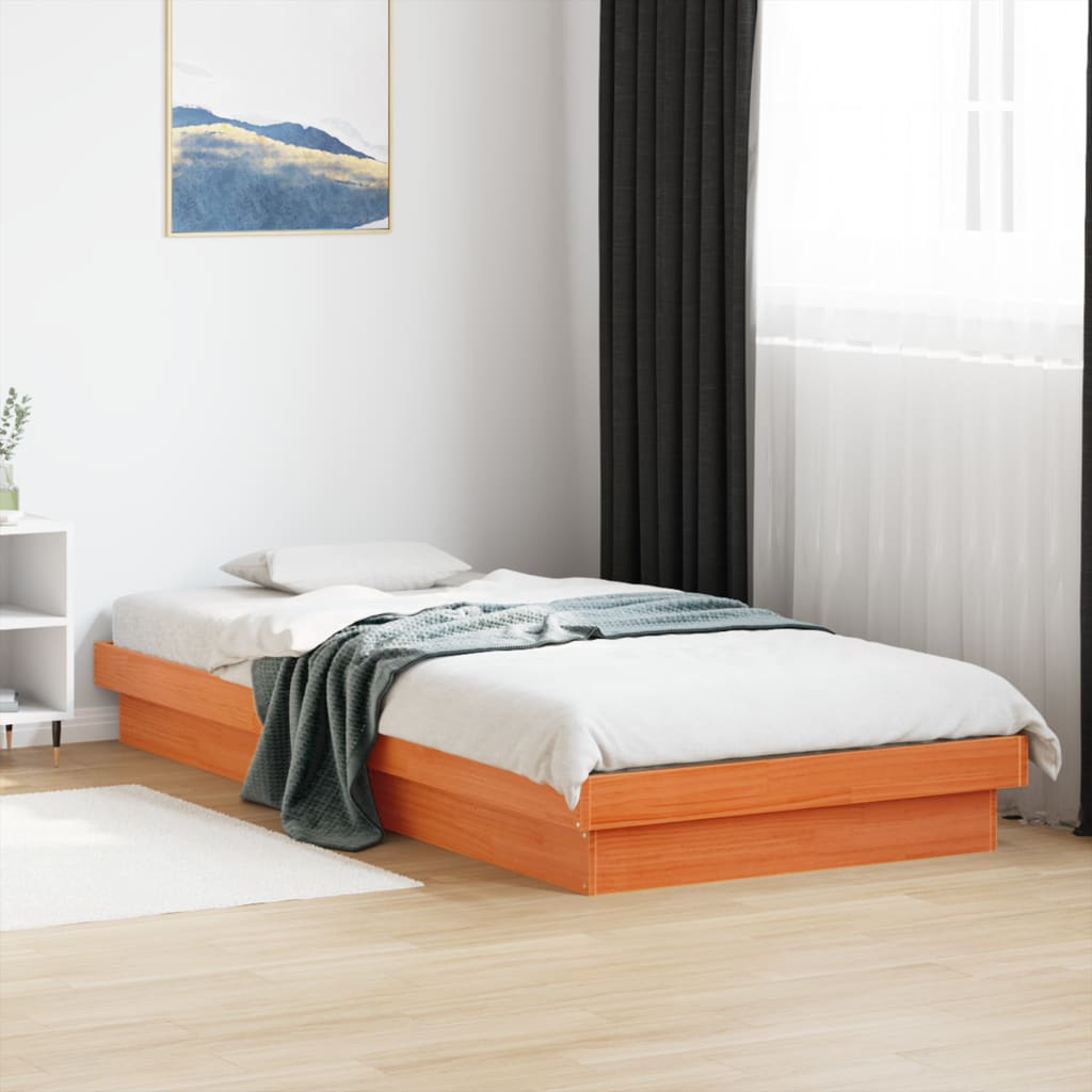 Cadre de lit à LED sans matelas 75x190 cm bois massif - XIOS