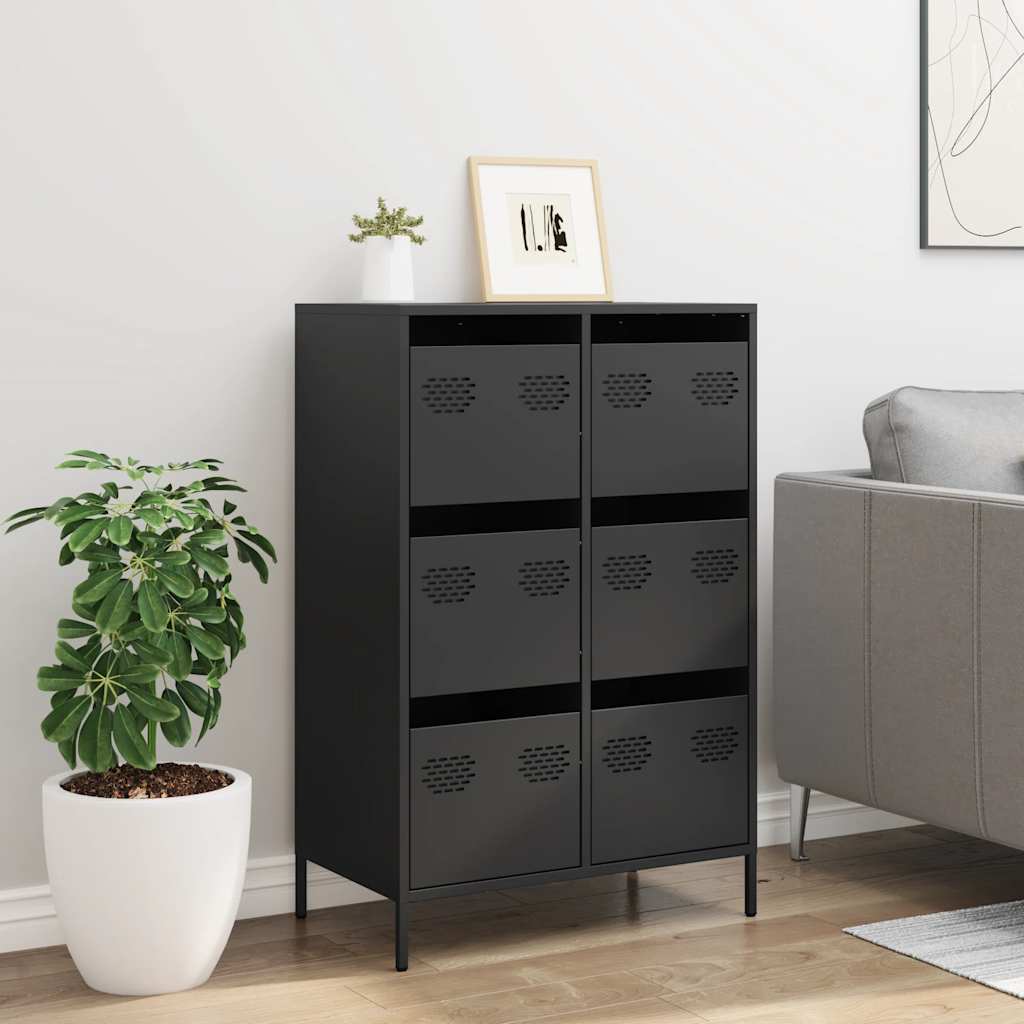 Buffet haut noir 68x39x101,5 cm acier - XIOS
