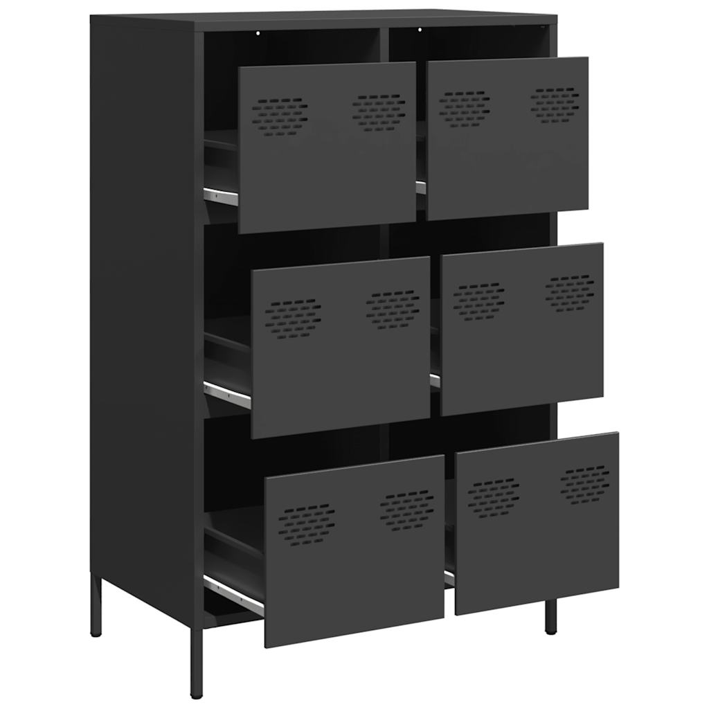 Buffet haut noir 68x39x101,5 cm acier - XIOS