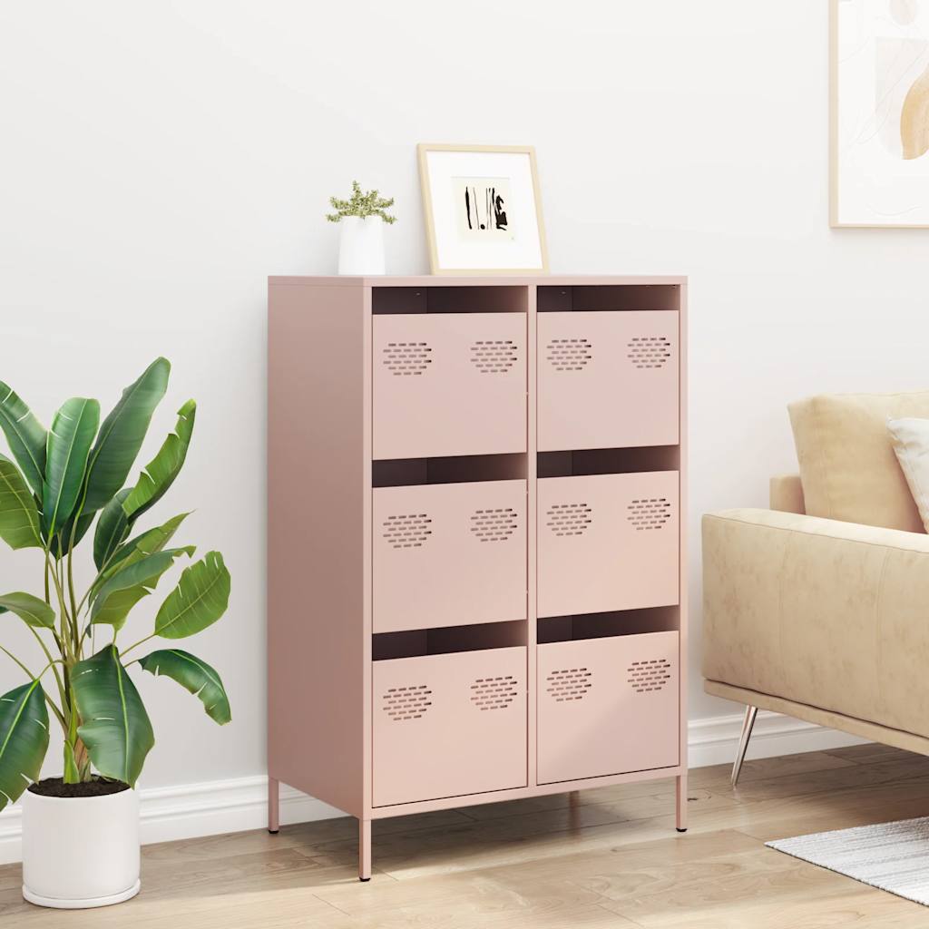 Buffet haut rose 68x39x101,5 cm acier - XIOS