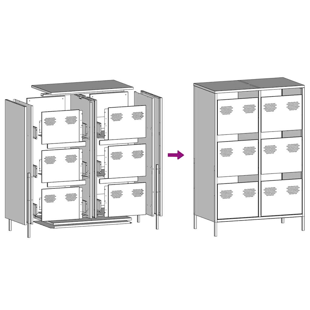 Buffet haut rose 68x39x101,5 cm acier - XIOS