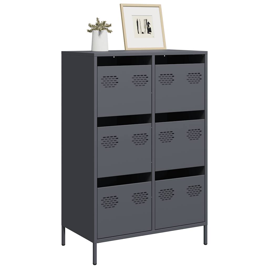 Buffet haut anthracite 68x39x101,5 cm acier - XIOS