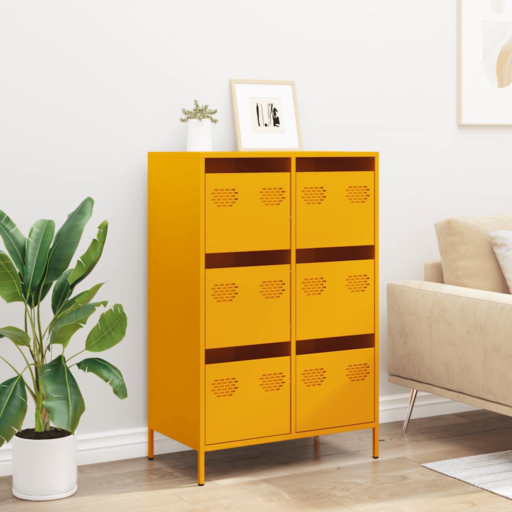 Buffet haut jaune moutarde 68x39x101,5 cm acier - XIOS