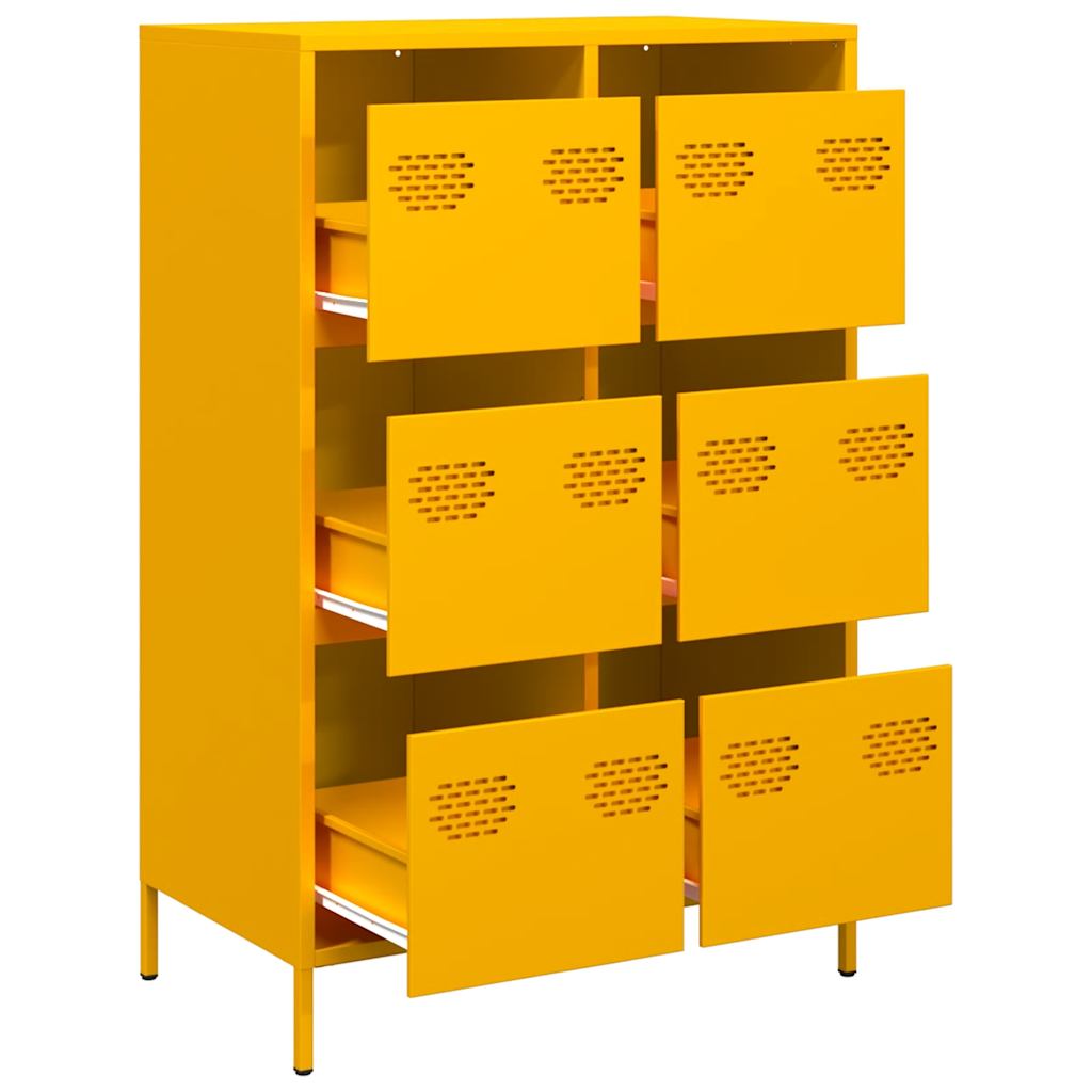 Buffet haut jaune moutarde 68x39x101,5 cm acier - XIOS