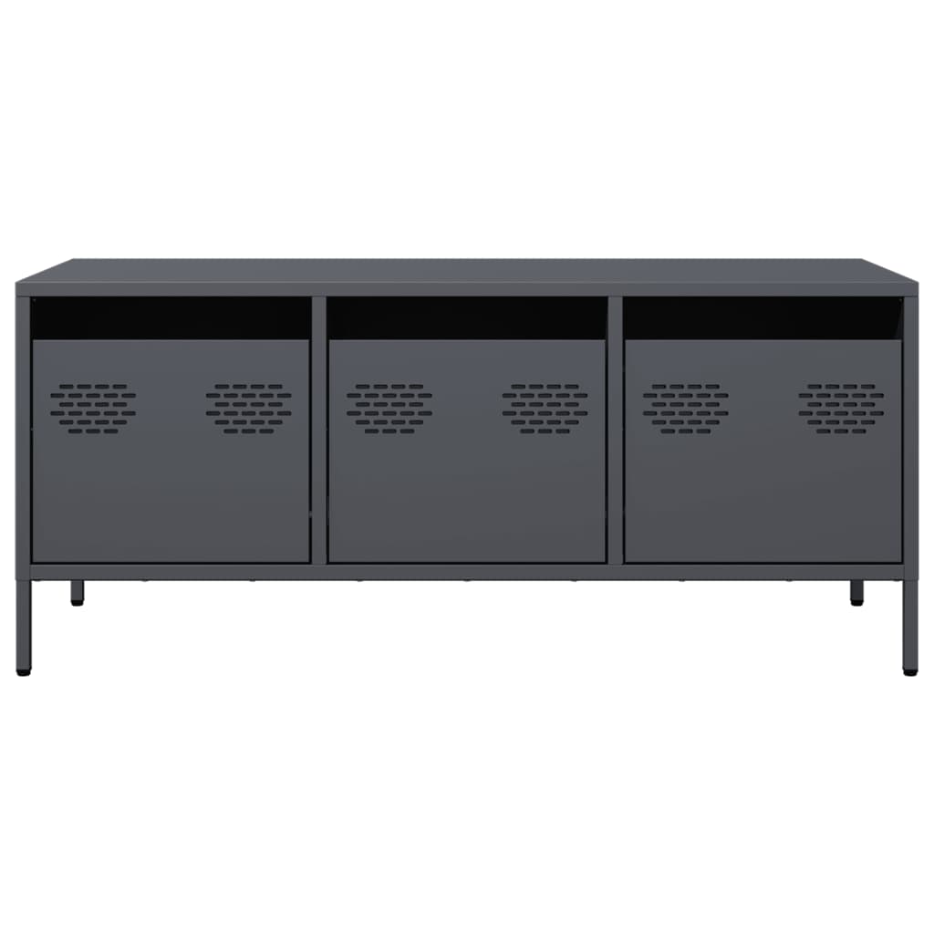 Meuble TV anthracite 101,5x39x43,5 cm acier laminé à froid - XIOS