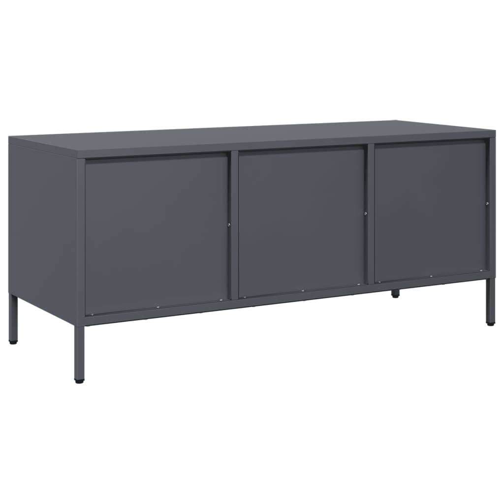 Meuble TV anthracite 101,5x39x43,5 cm acier laminé à froid - XIOS