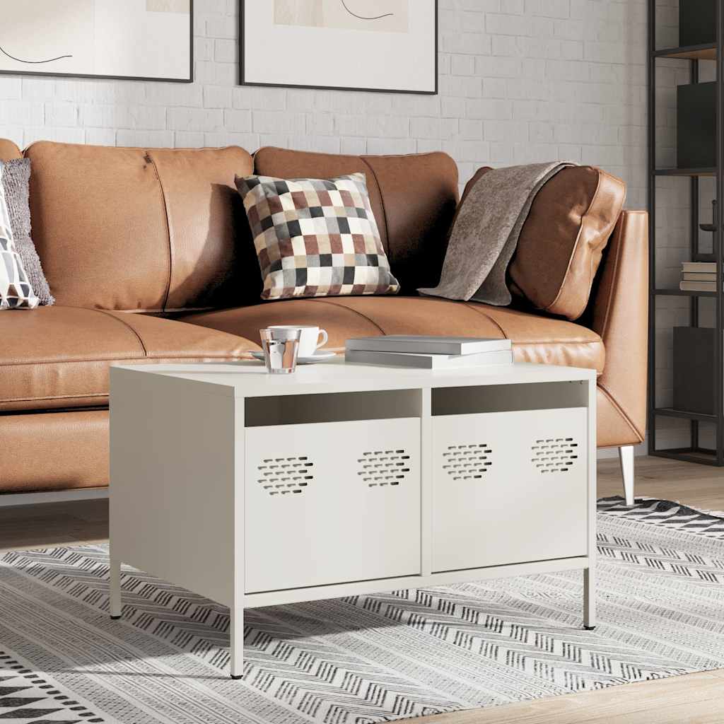 Meuble TV blanc 68x50x43,5 cm acier laminé à froid - XIOS