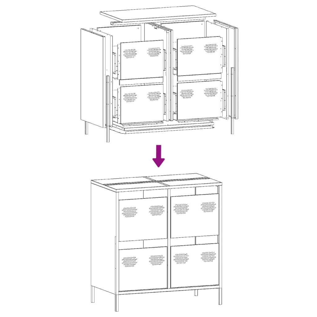 Buffet rose 68x39x73,5 cm acier laminé à froid - XIOS
