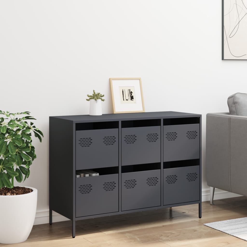 Buffet anthracite 101,5x39x73,5 cm acier laminé à froid - XIOS