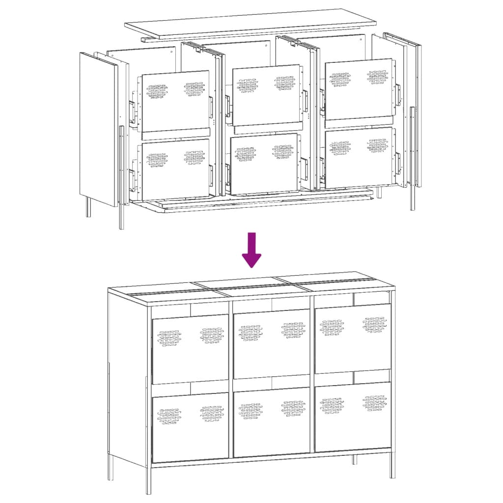 Buffet anthracite 101,5x39x73,5 cm acier laminé à froid - XIOS