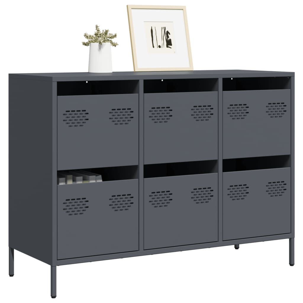 Buffet anthracite 101,5x39x73,5 cm acier laminé à froid - XIOS