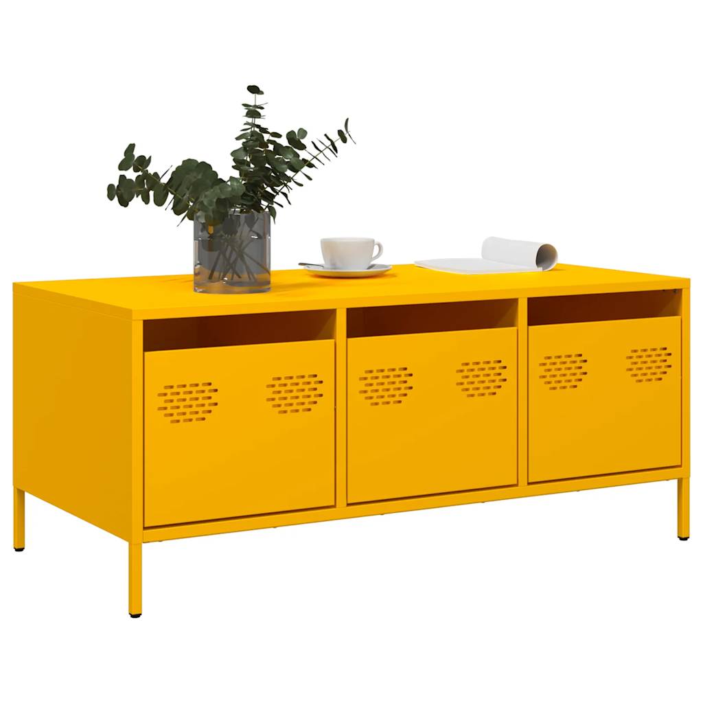 Table basse jaune moutarde 101,5x50x43,5cm acier laminé à froid - XIOS