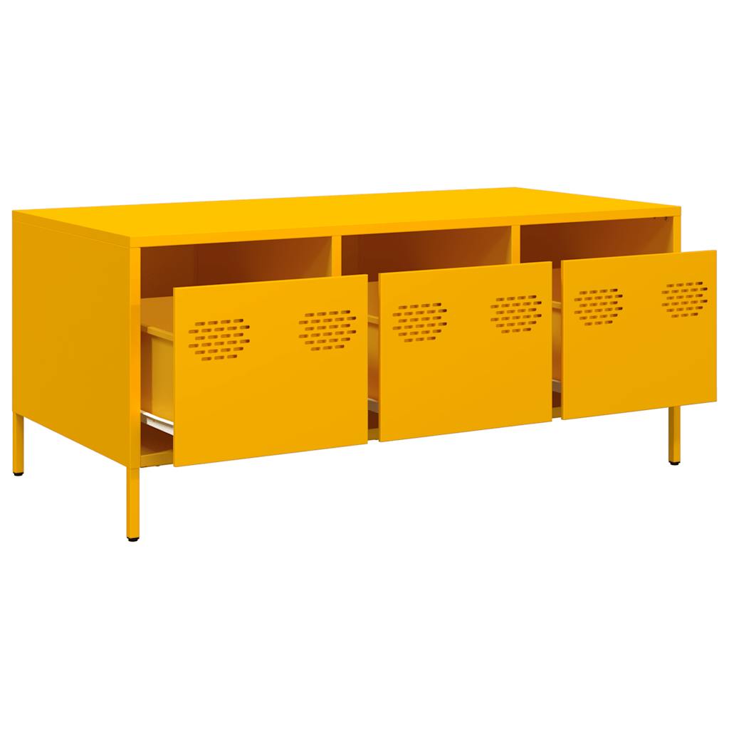 Table basse jaune moutarde 101,5x50x43,5cm acier laminé à froid - XIOS