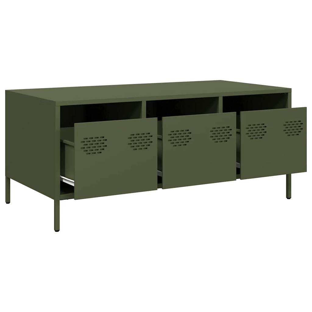 Table basse vert olive 101,5x50x43,5 cm acier laminé à froid XIOS
