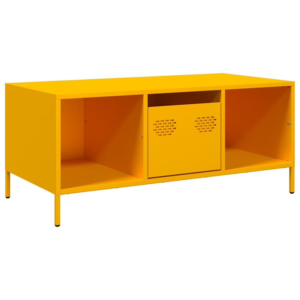 Table basse jaune moutarde 101,5x50x43,5cm acier laminé à froid - XIOS
