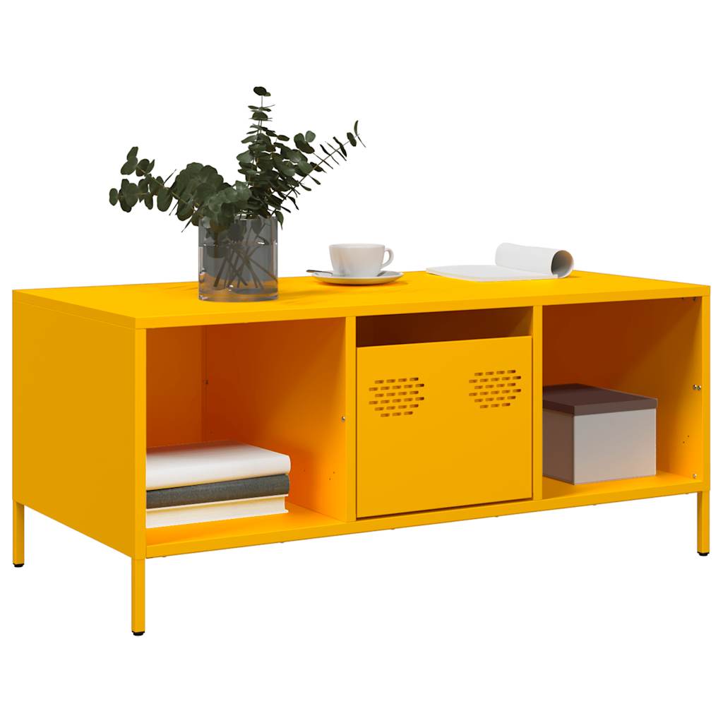 Table basse jaune moutarde 101,5x50x43,5cm acier laminé à froid - XIOS